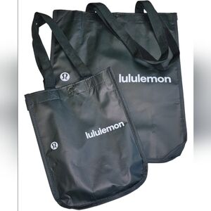 2 Lululemon Reusable Shopping Tote Bag Set Dark Green Gift Bags